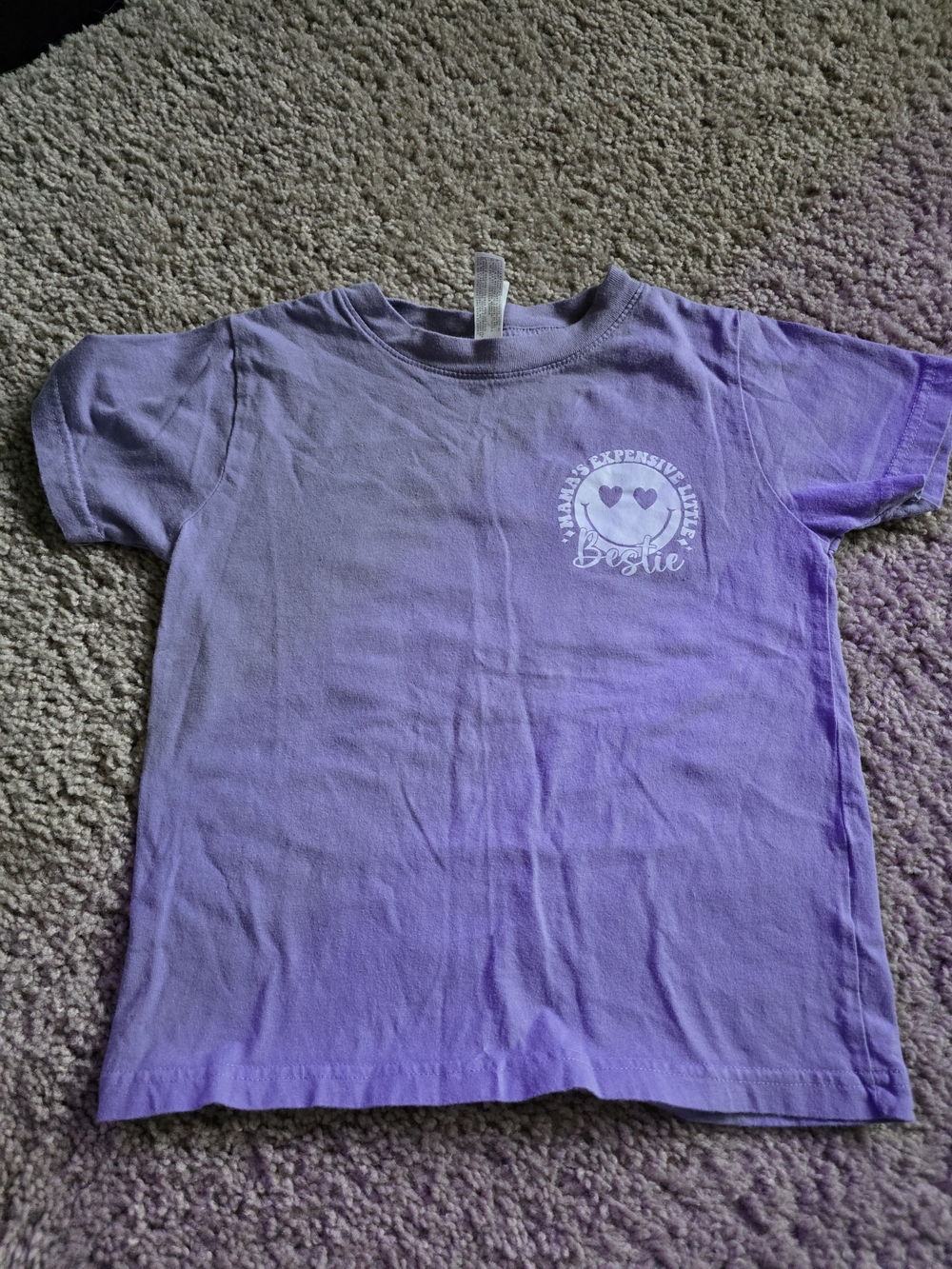 Rabbit Skins Purple Kids Short Sleeve Tee with White Bestie Graphic